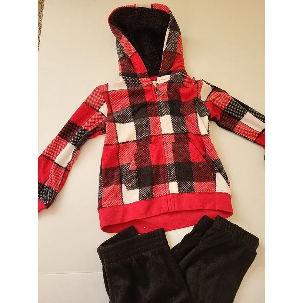NWT Levi's Baby 24 months 3 Piece‎ Outfit Set Plaid Hoodie Top Pants